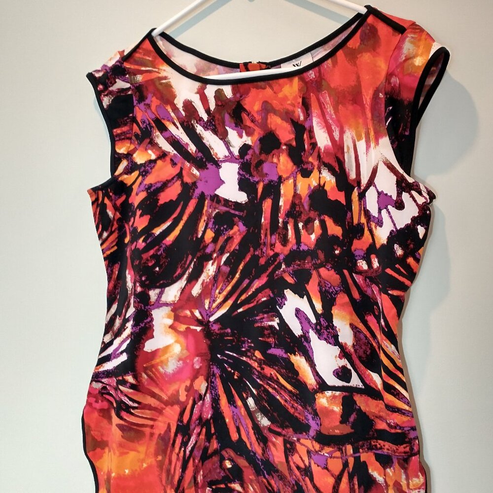 NWOT Worthington Red Orange & Black Blouse Size MP